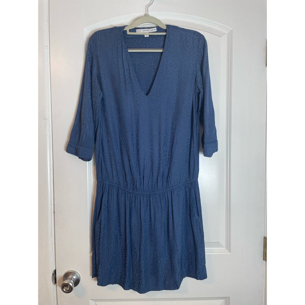 & Other Stories Dress Size 6 Teal Blue Satin Animal Print Sporty Country Club